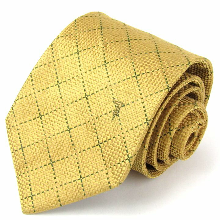 Rakuten - トラサルディ ブランドネクタイ チェック柄 ロゴ シルク イタリア生地 メンズ イエロー TRUSSARDI 【中古】