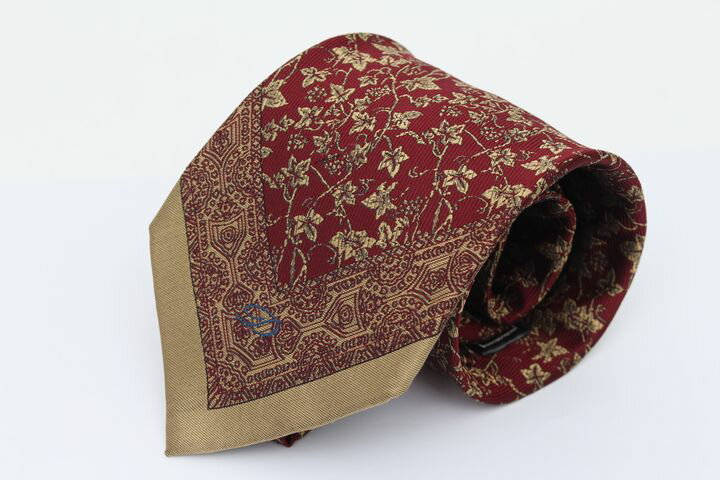 エス・テー・デュポン ブランドネクタイ 総柄 植物柄 シルク メンズ ブラウン S.T.Dupont 【中古】