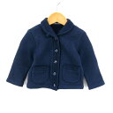 ラルフローレン コットンニット ジャケット 前開き アウター ベビー 女の子用 80サイズ 紺 Ralph Lauren 【中古】