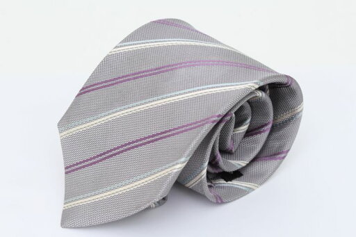 麻布テーラー ブランドネクタイ ス トライプ柄 植物柄 シルク 日本製 メンズ グレー azabu tailor 【中古】 麻布テーラー ブランドネクタイ ス トライプ柄 植物柄 シルク 日本製 メンズ グレー azabu tailor 【中古】