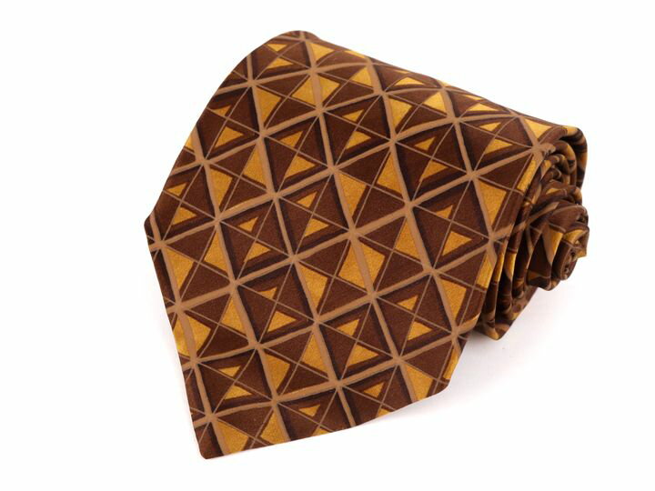トラサルディ ブランドネクタイ 総柄 幾何学模様 シルク イタリア生地 メンズ ブラウン TRUSSARDI 【中古】