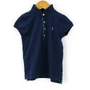 ポロ・ラルフローレン 半袖ポロシャツ フリルネック ロゴ トップス ストレッチ キッズ 女の子用 4サイズ ネイビー POLO RALPH LAUREN 【中古】