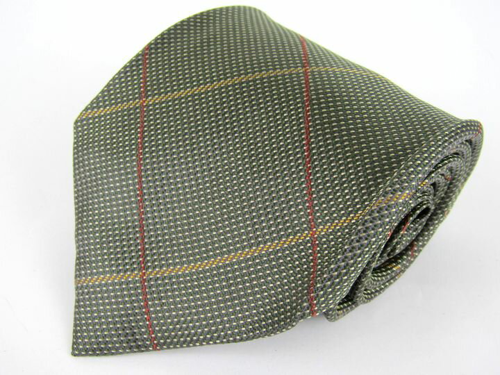 ルチアーノバルベラ ブランドネクタイ チェック柄 シルク 日本製 ハンドメイド メンズ カーキ Luciano BARBERA 【中古】