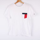 【全品39%OFFクーポン 5/14 10:59 まで】トミーヒルフィガー 半袖Tシャツ 胸ポケット ワンポイントロゴ コットン トップス メンズ Mサイズ ホワイト TOMMY HILFIGER 【中古】