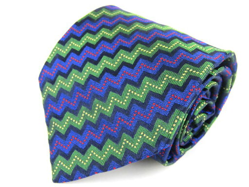 ミッソーニ ブランドネクタイ 総柄 ジグザグ シルク イタリア生地 メンズ ネイビー Missoni 【中古】 ミッソーニ ブランドネクタイ 総柄 ジグザグ シルク イタリア生地 メンズ ネイビー Missoni 【中古】