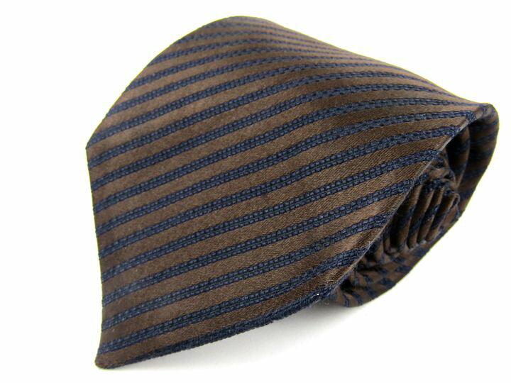 イヴ・サンローラン ブランドネクタイ ストライプ柄 シルク イタリア生地 リヴゴーシュ メンズ ブラウン YVES SAINT LAURENT 【中古】