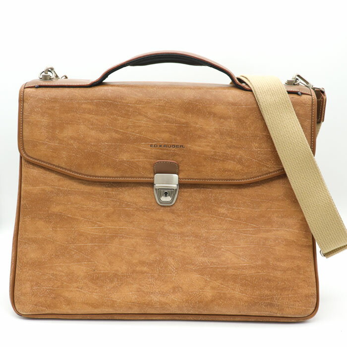エドクルーガー クラフト ブリーフケース ショルダー 2way ビジネスバッグ 日本製 ブランド 鞄 メンズ ブラウン ED KRUGER 【中古】