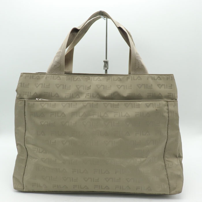 【全品39％OFFクーポン】フィラ トートバッグ ハンドバッグ ロゴ総柄 スポーツ 大容量 鞄 カバン レディース ベージュ FILA 【中古】