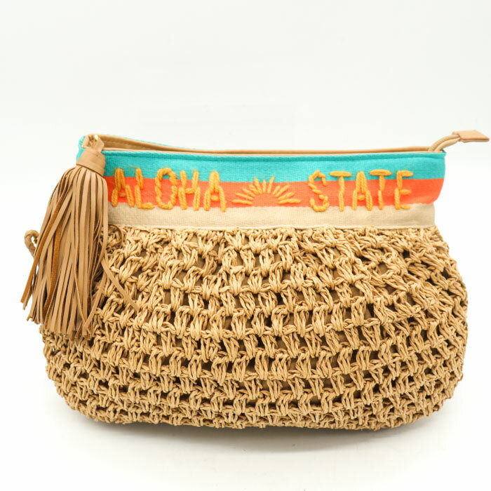 ヘザー クラッチバッグ 美品 かごバッグ ポーチ タッセル付 夏 ブランド 鞄 カバン レディース ベージュ Heather 【中古】