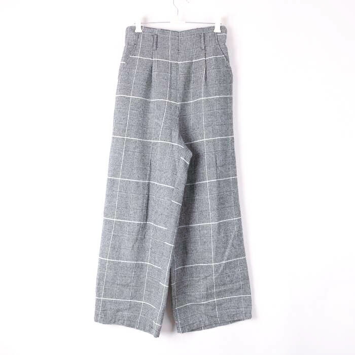 オリーブデオリーブ ロングパンツ ワイドパンツ チェック 千鳥格子 ボトムス レディース Mサイズ グレー OLIVE des OLIVE 【中古】