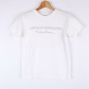 【全品39%OFFクーポン 5/14 10:59 まで】アルマーニエクスチェンジ Tシャツ 半袖 コットン100% ロゴ 無地 トップス USA製 白 レディース Sサイズ ホワイト ARMANI EXCHANGE 【中古】