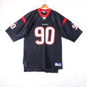 【全品39%OFFクーポン 5/14 10:59 まで】リーボック Tシャツ アメフト ユニフォーム NFL テキサンズ #90 ゲームシャツ 大きいサイズ US 古着 メンズ 2XLサイズ ネイビー Reebok 【中古】