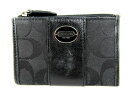 コーチ コインケース シグネチャー キャンバス/レザー キーリング付 マルチケース ブランド ミニ財布 レディース ブラック COACH 【中古】
