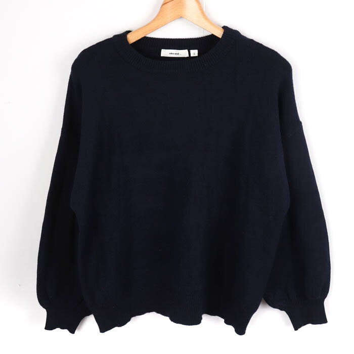ニコアンド ニット セーター 長袖 クルーネック バックロゴ 無地 トップス レディース 3サイズ ネイビー niko and... 【中古】