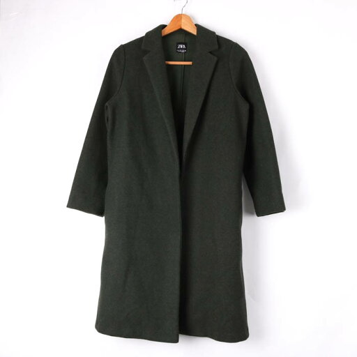 ザラ チェスターコート ロングコート 襟付 シンプル 無地 アウター レディース Sサイズ グリーン ZARA 【中古】 ザラ チェスターコート ロングコート 襟付 シンプル 無地 アウター レディース Sサイズ グリーン ZARA 【中古】