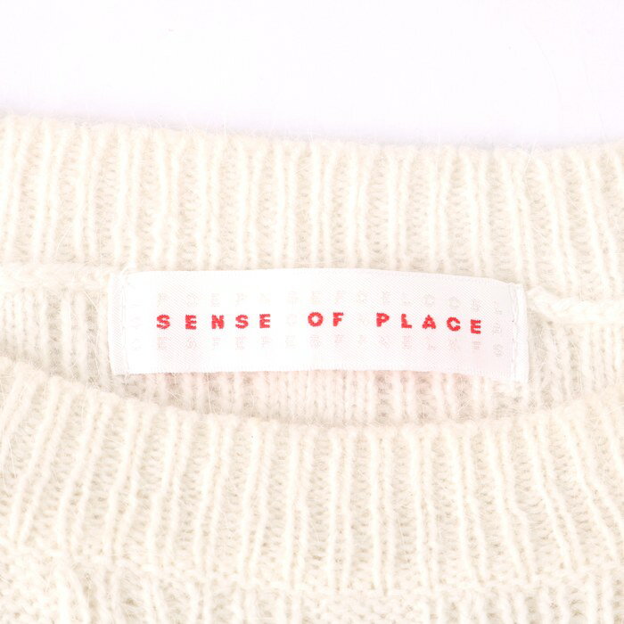 【全品50%OFFクーポン 5/27 10:59 まで】アーバンリサーチ リブニット セーター 長袖 アンゴラ混 無地 SENSE OF PLACE 白 レディース Fサイズ オフホワイト URBAN RESEARCH 【中古】 2