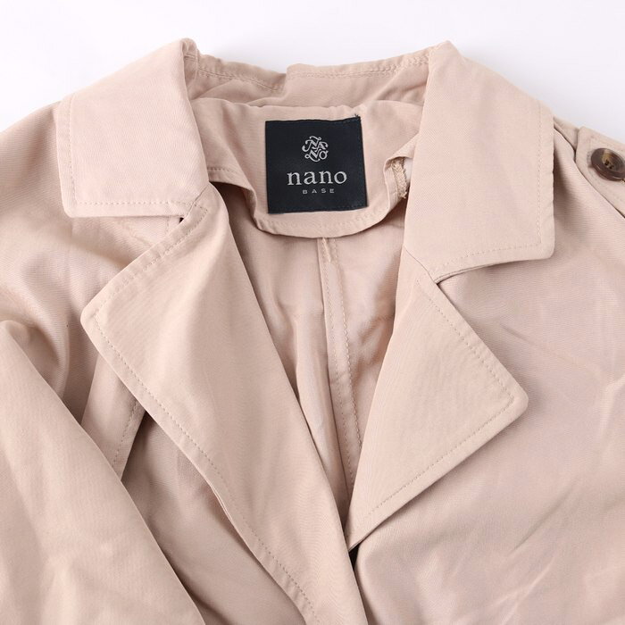 ナノユニバース トレンチコート ロング丈 シンプル 無地 アウター レディース 36サイズ ベージュ nano universe 【中古】