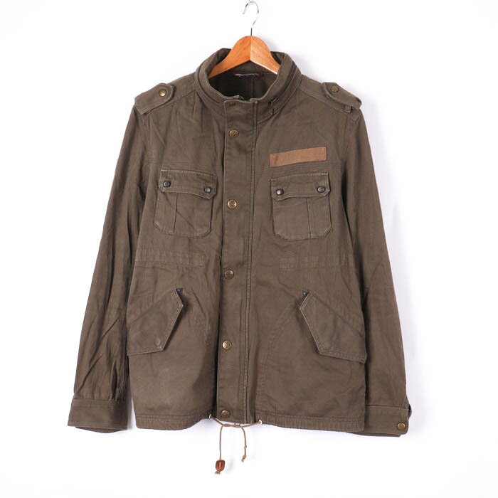 Other - ヒアーズ ミリタリージャケット モックネック ジップアップ トップス 大きいサイズ ストレッチ メンズ XLサイズ ブラウン HERE'S 【中古】