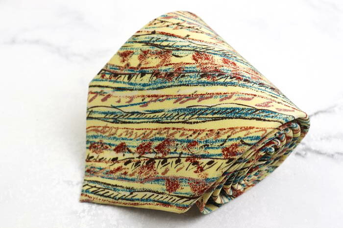 ユキコハナイ ブランド ネクタイ シルク ストライプ柄 メンズ イエロー YUKIKO HANAI 【中古】