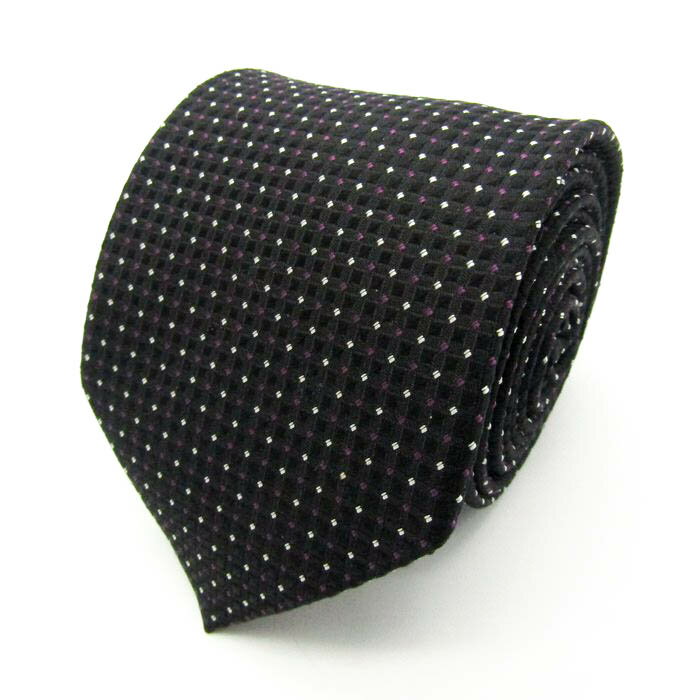 京都府民総体市町村対抗駅伝 ブランド ネクタイ シルク ドット柄 小紋柄 メンズ ブラック TIE 【中古】