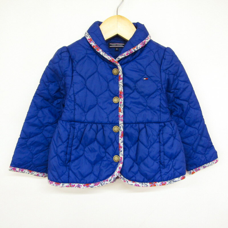 トミーヒルフィガー ナイロンジャケット ジャンパー 中綿入り アウター ベビー 女の子用 80サイズ ブルー TOMMY HILFIGER 【中古】