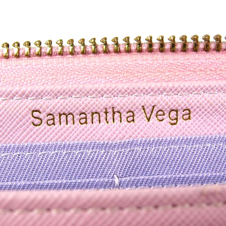 サマンサベガ 長財布 ラウンドファスナー フラワーハート 小銭入れあり ブランド ウォレット レディース ピンク Samantha Vega 【中古】