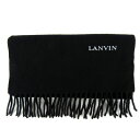 【4/20 11:00から 50%OFFクーポン】ランバン マフラー 無地 ロゴ フリンジ ブランド 小物 メンズ レディース ブラック LANVIN 【中古】