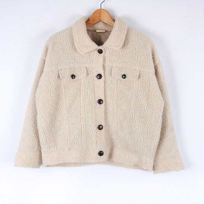 フェリシモ ブルゾン ジャケット ボア haco アウター レディース Mサイズ ベージュ FELISSIMO 【中古】