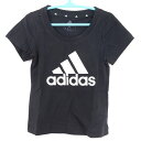 【4/20 11:00から 50%OFFクーポン】アディダス 半袖Tシャツ インナーシャツ スポーツウエア― 胸プリント 綿100% 黒 キッズ 男の子用 150サイズ ブラック adidas 【中古】