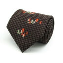 ムッシュパリ ブランド ネクタイ シルク 格子柄 総柄 メンズ ブラウン MONSIEUR 【中古】