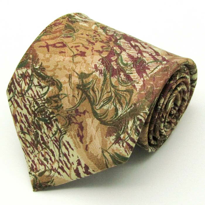 レノマ ブランドネクタイ 総柄 パネル柄 リーフ柄 シルク メンズ ベージュ renoma 【中古】