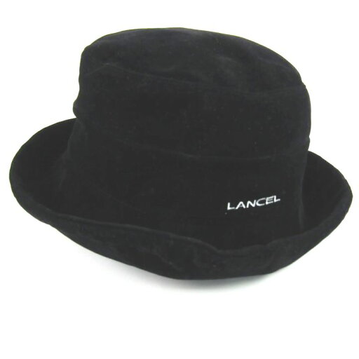 ランセル ハット 無地 ロゴ ベロア ブランド 帽子 レディース 57.5cmサイズ ブラック LANCEL 【中古】 ランセル ハット 無地 ロゴ ベロア ブランド 帽子 レディース 57.5cmサイズ ブラック LANCEL 【中古】