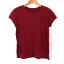 【4/20 11:00から 50%OFFクーポン】ラルフローレン Tシャツ 半袖 無地 綿100％ トップス レディース Lサイズ ワインレッド RALPH LAUREN 【中古】