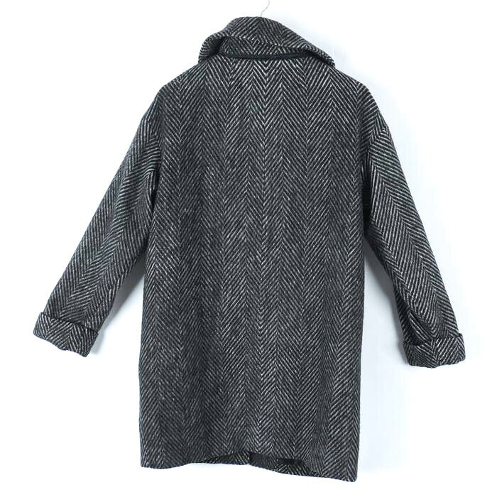 グローバルワーク ステンカラーコート ウール混 アウター 黒 白 レディース Mサイズ ブラック GLOBAL WORK 【中古】 thumbs-up-12909677 Thumbs-up サンプル画像2