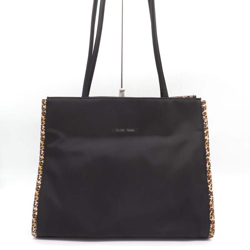 エリーゼトラン トートバッグ スクエア レオパード ショルダーバッグ 肩掛け ブランド 鞄 黒 レディー..