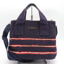 トミーヒルフィガー ショルダーバッグ ハンドバッグ 2way キャンバス ブランド 鞄 カバン レディース ネイビー TOMMY HILFIGER 【中古】