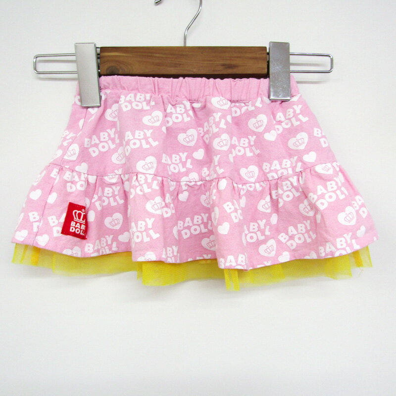 ベビードール スカート フリル ロゴグラム柄 キッズ 女の子用 100サイズ ピンク BABYDOLL 【中古】