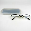 グラスハウス メガネ 度有 ハーフリム フレーム ブランド アイウェア メンズ 52□17-140サイズ ネイビー Glasses House 【中古】