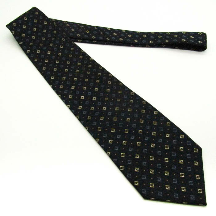 プライベートレーベル ブランドネクタイ チェック柄 シルク 日本製 メンズ ネイビー PRIVATE LABEL 【中古】