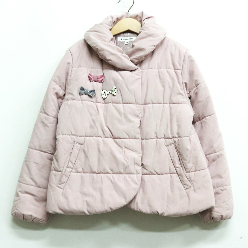 グローバルワーク ナイロンジャケット 中綿入り ジャンパー アウター キッズ 女の子用 XXLサイズ ピンク GLOBAL WORK 【中古】