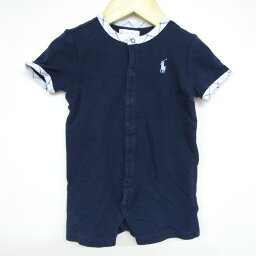 【4/20 11:00から 50%OFFクーポン】ラルフローレン ツナギ ロンパース 半袖 ベビー 男の子用 12Mサイズ ネイビー RALPH LAUREN 【中古】