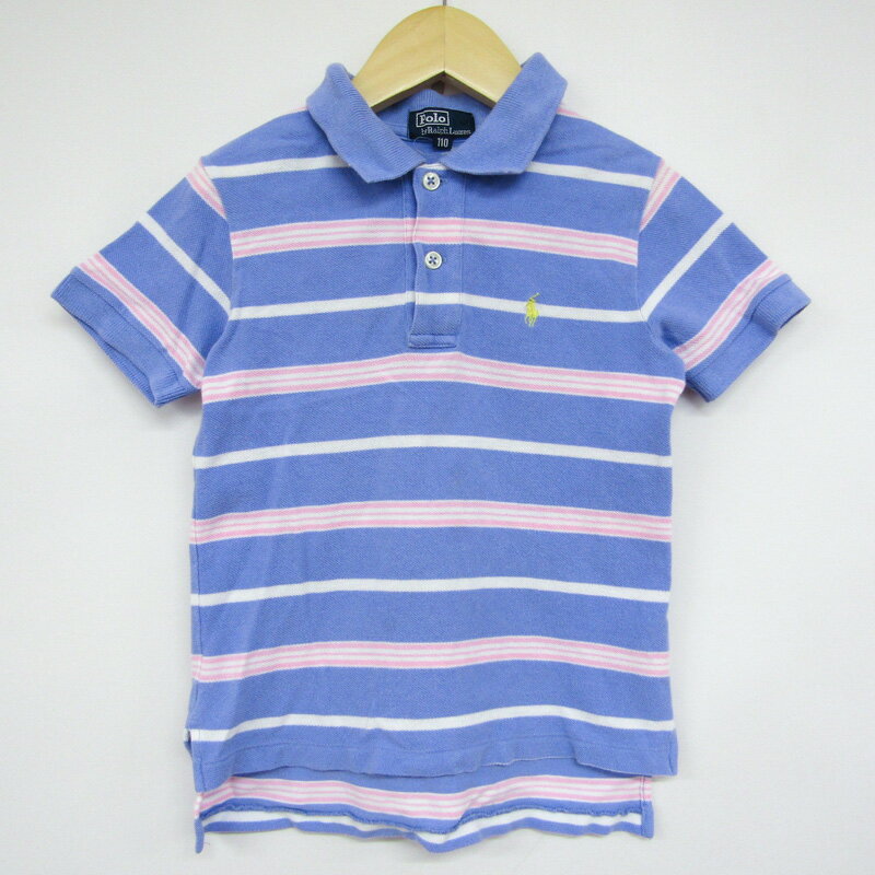 ポロ・ラルフローレン 半袖ポロシャツ ボーダー柄 キッズ 男の子用 110サイズ ブルー POLO RALPH LAUREN 【中古】