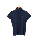 ラルフローレン ポロシャツ 半袖 コットン100% ポニーロゴ トップス レディース Mサイズ ネイビー RALPH LAUREN 【中古】