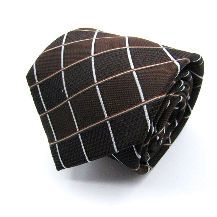 ブリックハウス ブランド ネクタイ シルク チェック柄 格子柄 東京シャツ メンズ ブラウン BRICK HOUSE 【中古】