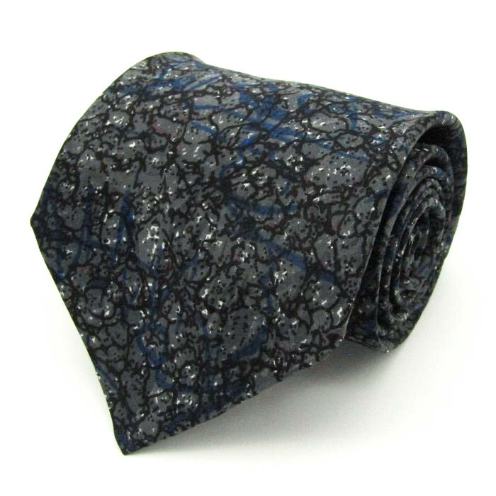 レノマ ブランド ネクタイ 総柄 パネル柄 シルク イタリア製 メンズ グレー renoma 【中古】