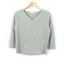 ナチュラルビューティーベーシック ニット セーター 5分袖 ウール混 トップス レディース Sサイズ グレー NATURAL BEAUTY BASIC 【中古】