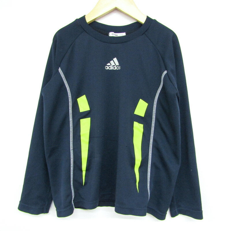 アディダス 長袖Tシャツ ロゴT クライマクール スポーツウエア キッズ 男の子用 130サイズ ネイビー adidas 【中古】