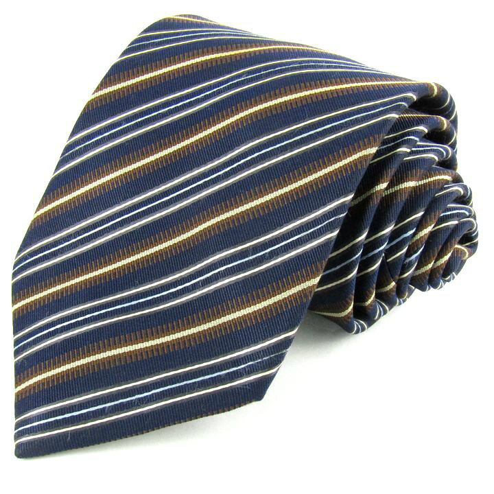 AQUASCUTUM - アクアスキュータム ブランドネクタイ ストライプ柄 シルク メンズ ネイビー Aquascutum 【中古】