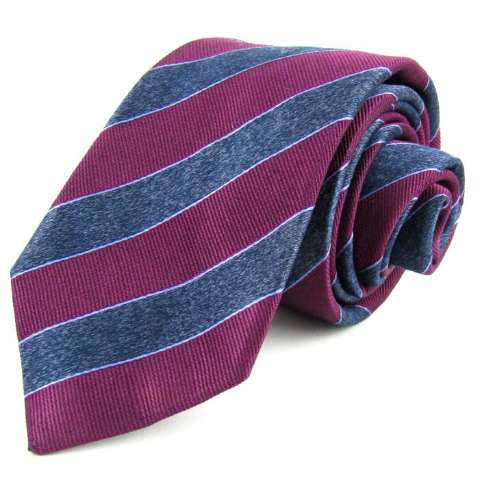 メンズビギ ブランドネクタイ ストライプ柄 イタリア生地 メンズ パープル MEN'S BIGI 【中古】