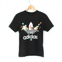 【4/20 11:00から 50 OFFクーポン】アディダス 半袖Tシャツ ロゴT 花柄 スポーツウエア レディース Mサイズ ブラック adidas 【中古】